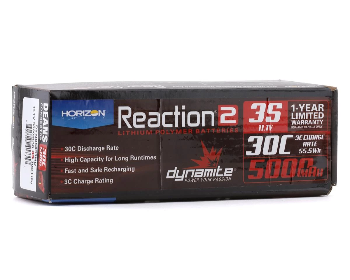 Dynamite Reaction 2.0 3S 30C Hardcase LiPo Battery w/Deans (11.1V/5000mAh) - Image 2