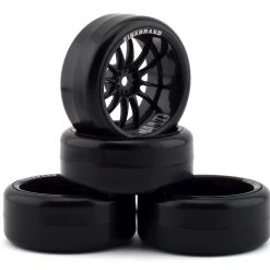 Firebrand RC Char D9 Pre-Mounted Slick Drift Tires (4) (Black) w/FireSickle Tires, 12mm Hex & 9mm Offset