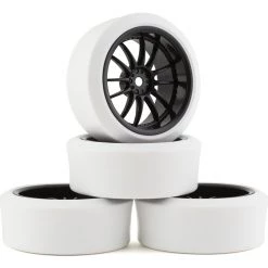 Firebrand RC Char XDR3 Pre-Mounted Drift Tires (4) (Black/White) w/Blizzard Tires, 12mm Hex & 3mm Offset
