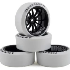 Firebrand RC Char XDR9 5° Pre-Mounted Slick Drift Tires (4) (Black/White) w/Blizzard Tires, 12mm Hex & 9mm Offset