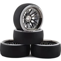 Firebrand RC Darkmatter D29 Pre-Mounted 2-Piece Drift Tires (4) (Smoke Chrome) w/D2 Tires, 12mm Hex & 9mm Offset