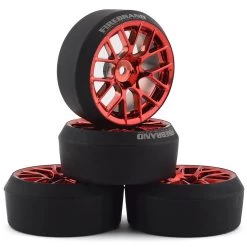 Firebrand RC Hypernova XDR 5° Pre-Mounted Slick Drift Tires (4) (Red Chrome) w/Diamond Tires, 12mm Hex & 3mm Offset