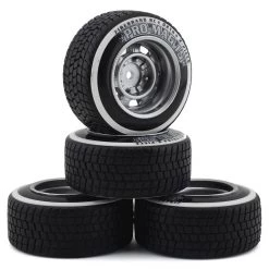 Firebrand RC Promag 15-D2T Pre-Mounted Drift Tires (4) (Silver) w/D2T Tires, 12mm Hex & 6mm Offset